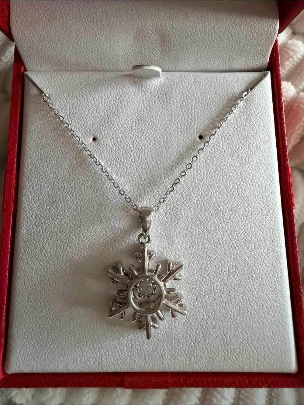 Sterling Silver Snowflake Pendant Necklace - Silver